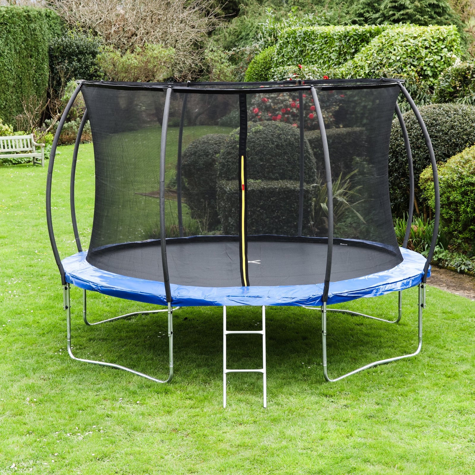 Leapfrog Round Outdoor Trampoline With Padding, Internal Safety Enclosure And Ladder | 12ft | Blue