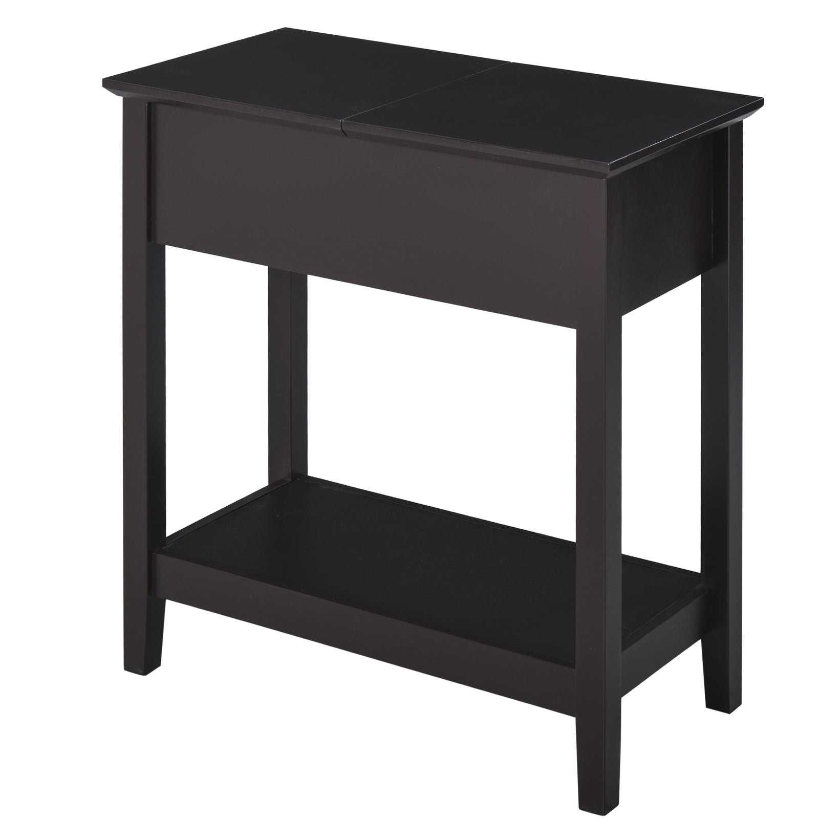 HOMCOM End Table, Narrow Side Table With Flip Top, Bottom Shelf