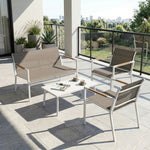 4 Seater Garden Furniture Set, Metal Garden Sofa Set | Brown