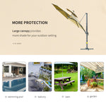 3m Cantilever Parasol W/ Solar Lights & 360° Spin | Beige