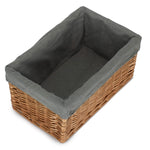 Double Steamed Grey Cotton Lined Willow Storage Baskets | Medium | Gray