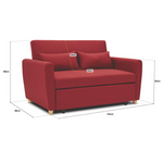 2-seater Pull Out Sofa Bed - Convertible Sleeper Sofa | Red