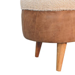 Artisan Furniture Solid Wood Tan Buffalo Boucle Nordic Bench, Upholstered