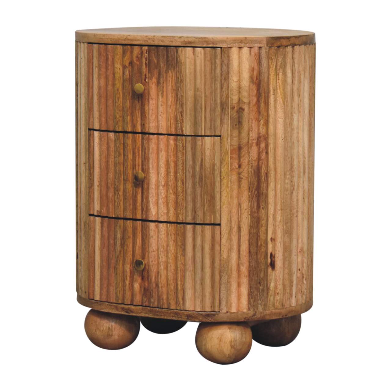 Solid Wood Soba Ball 3 Drawer Bedside