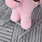 Kids Plush Ride-on Rocking Horse With Plush Toy Sound Handle Grip | Pink
