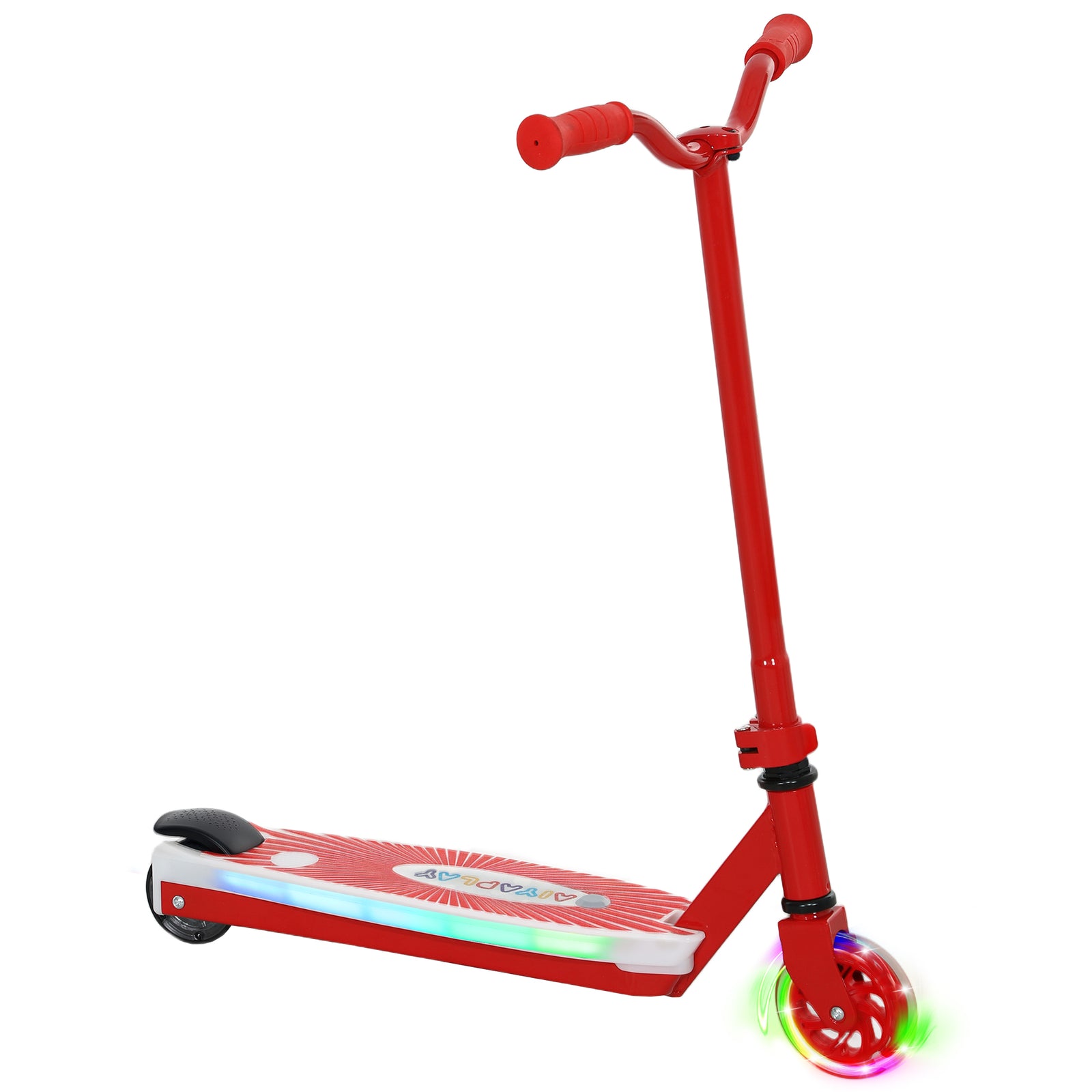 Electric Scooter For Kids 4-7, With Auxiliary Rear Wheels | Red