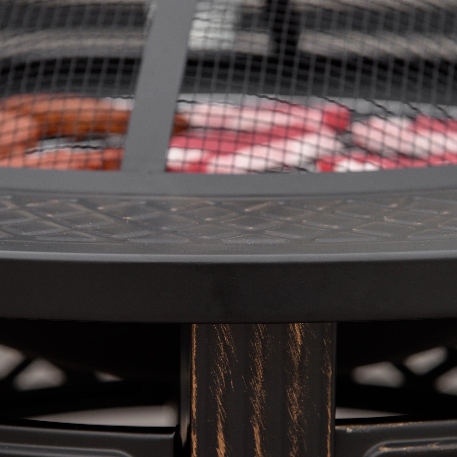 Outsunny Outdoor Fire Pit,round Firepit With Grill Net,mesh Lid,bronze Tone