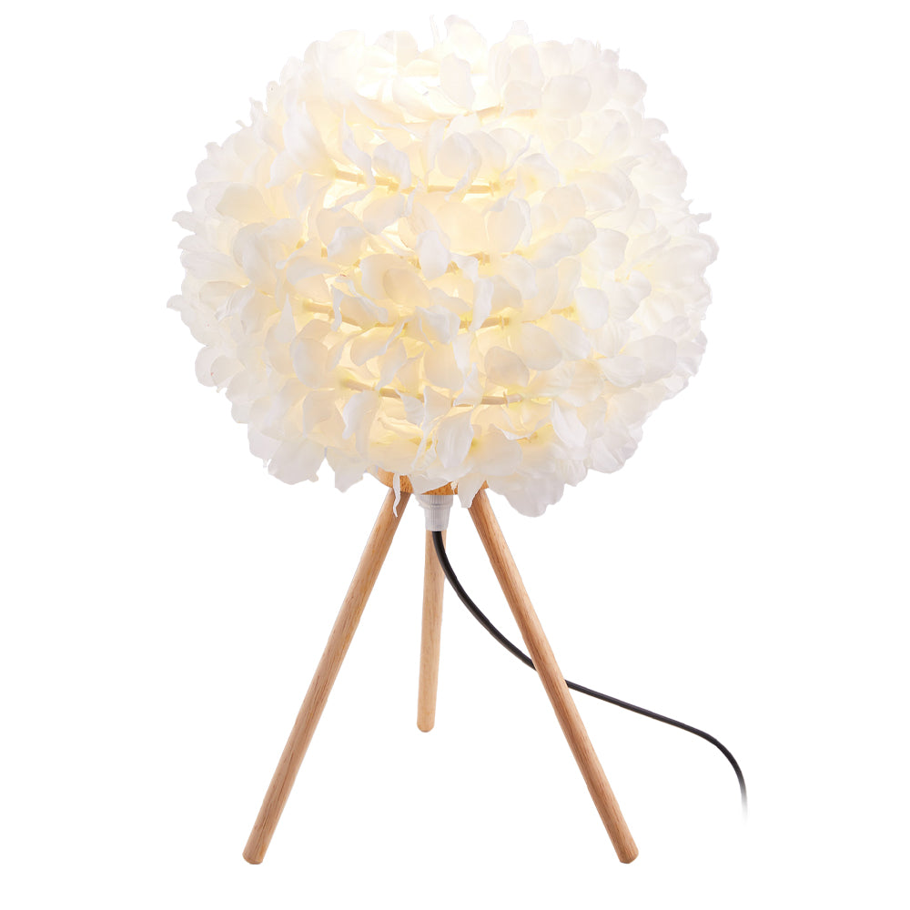 E27 Fabric Lampshade Wooden Tripod Base Table Lamp Fixtures Decor - Warm Light