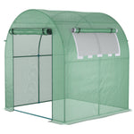 Polytunnel Greenhouse W/ Mesh Windows 1.8x1.8x2m | Green