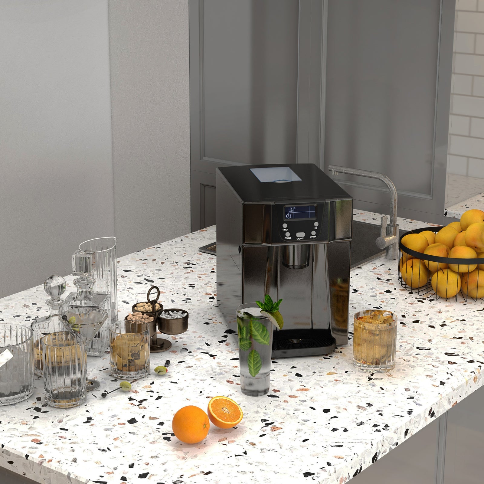 Ice Maker Machine And Water Dispenser No Plumbing Required | One Size | Black