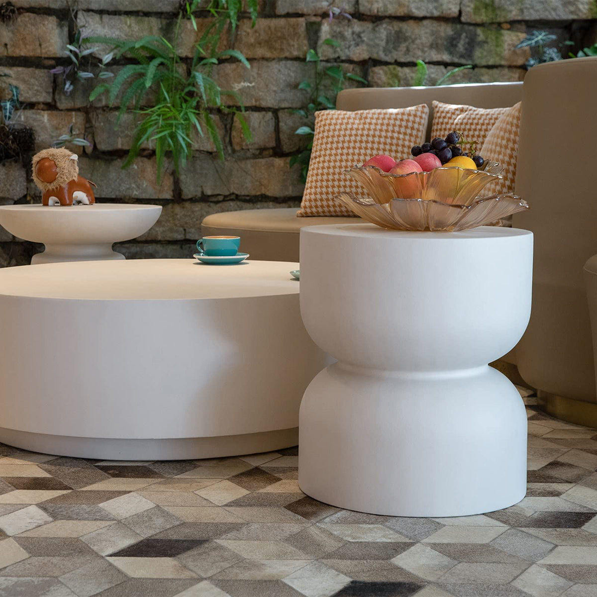 Chronos Grc Side Table | Cream White