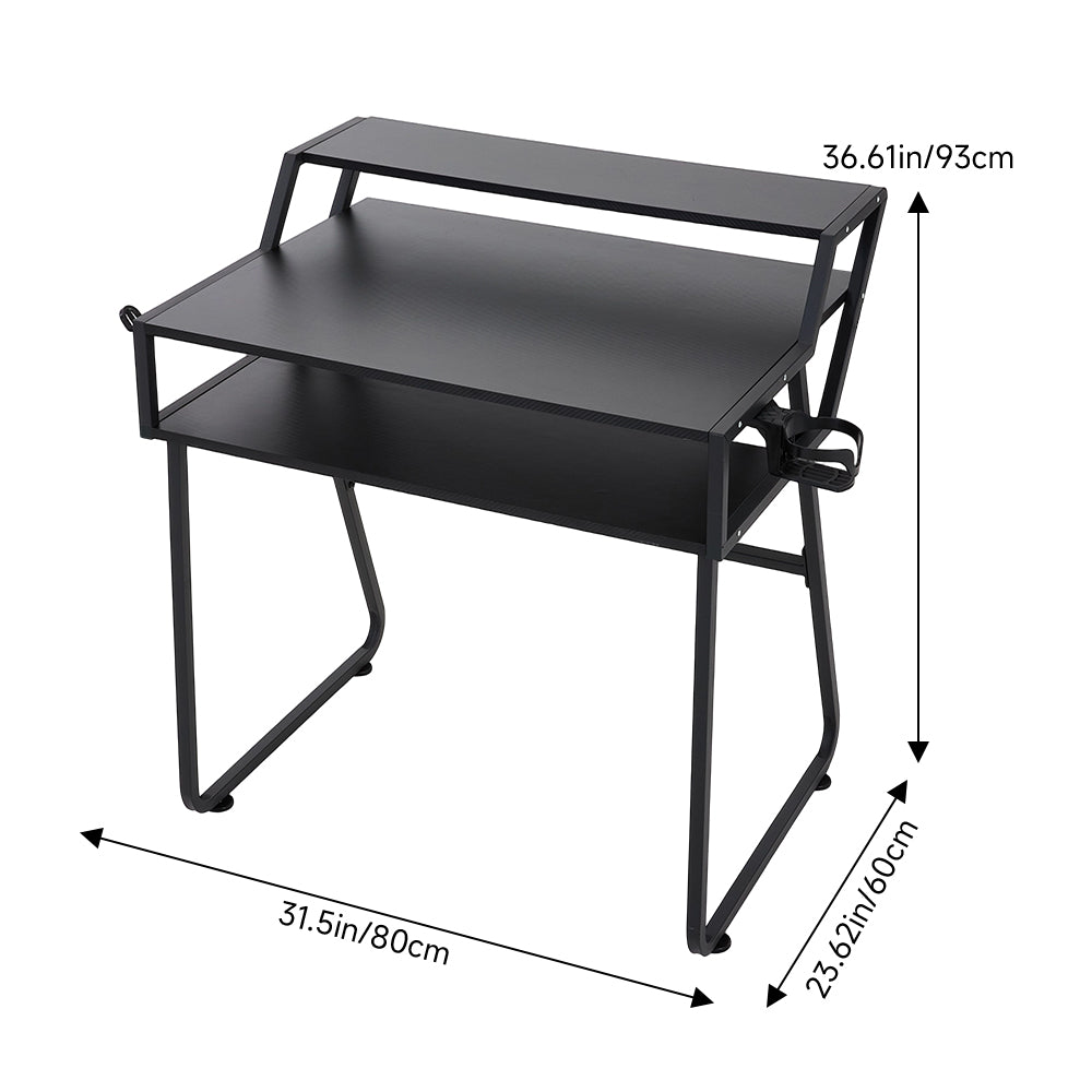 80cm W Gaming Desk With Cup Holder & Headphone Hook Sturdy Computer Table For Gamers