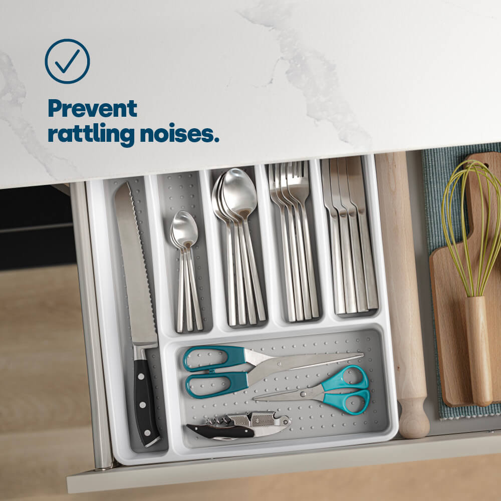 Non-slip White Cutlery Tray