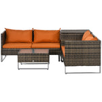 4pcs Patio Rattan Sofa Garden Furniture Set W/ Table | Orange