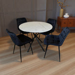 Seattle Dining Table With 4 Erica Velvet Chairs | Black