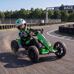Electric Go Kart For Kids With Dual Motors, Adjustable Seat | Green