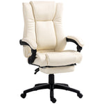 Pu Leather Office Chair W/ Foot Rest | Cream