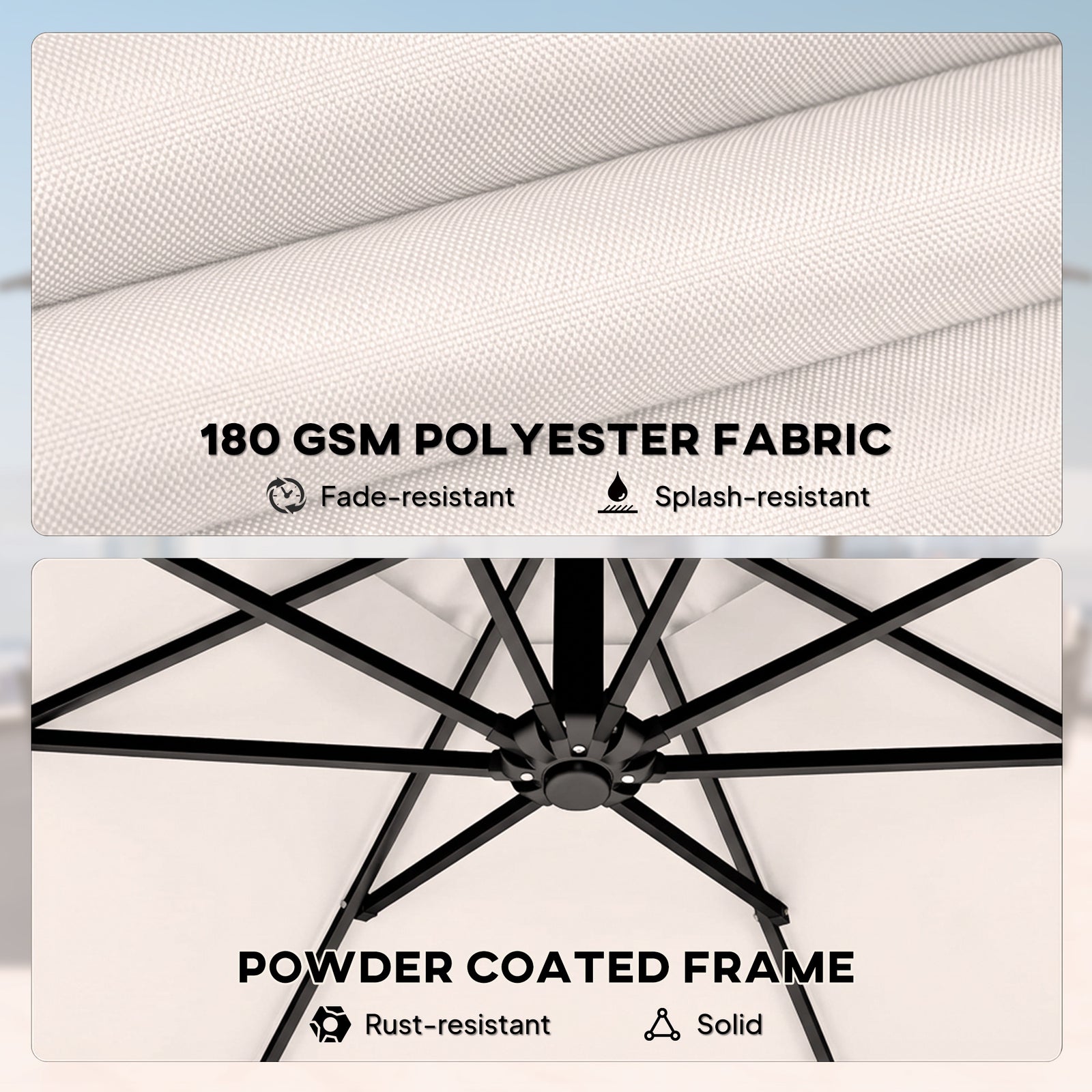 3 M Garden Cantilever Parasol With Cover, Rotation | Cream