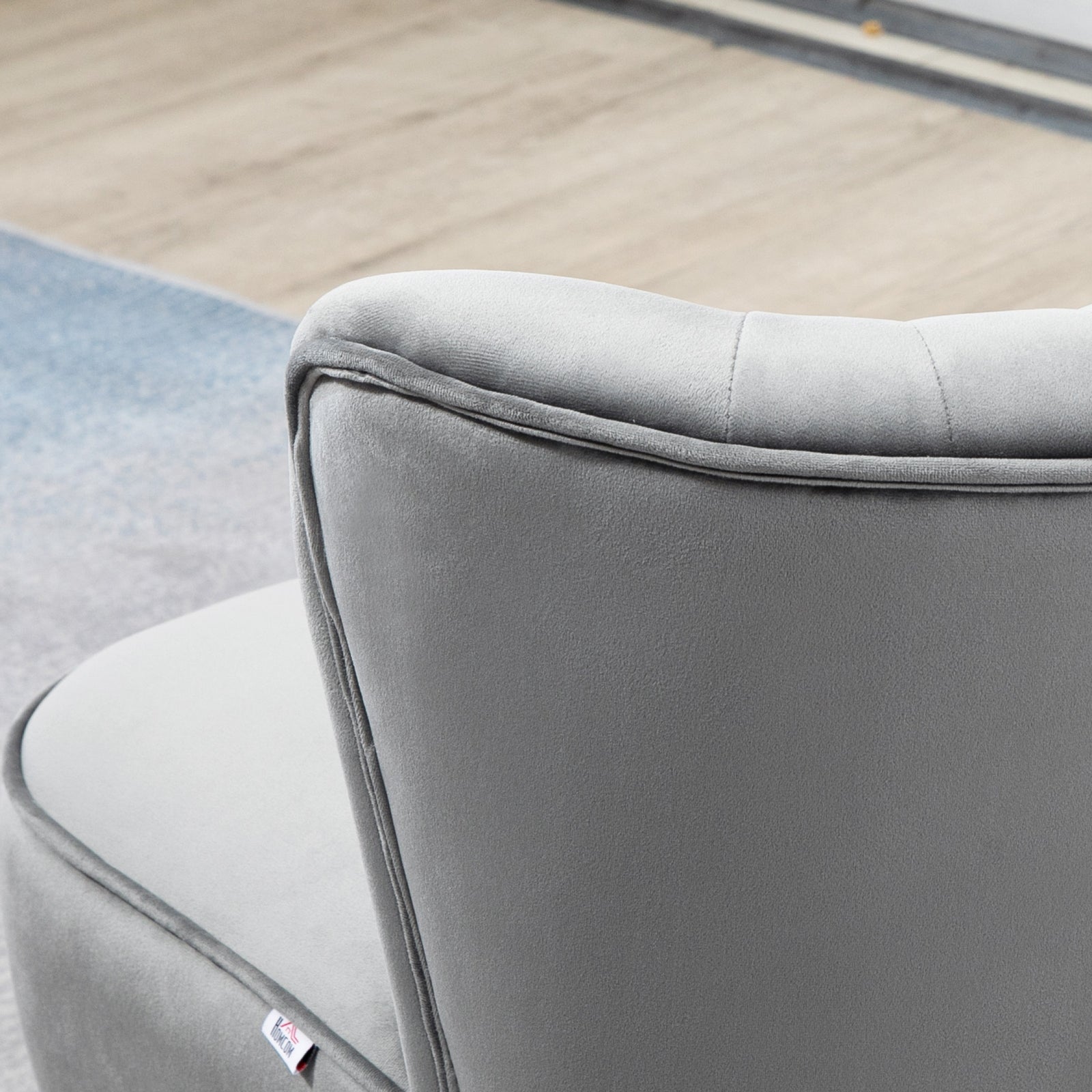 Velvet-feel Accent Chair W/ Ottoman Tub Seat Padding | One Size | Light Slate Gray