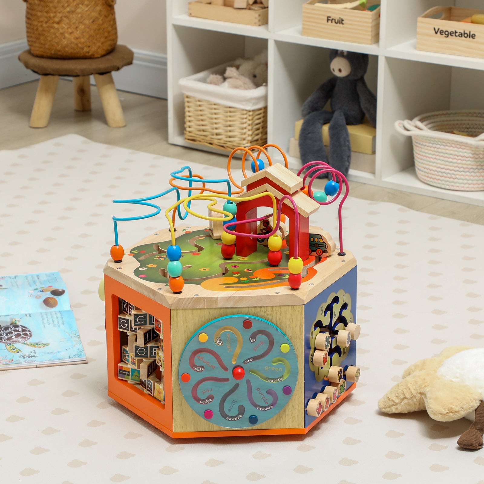 AIYAPLAY Wooden Activity Cube, 8 In 1 Baby Activity Cube Toys For 18m+