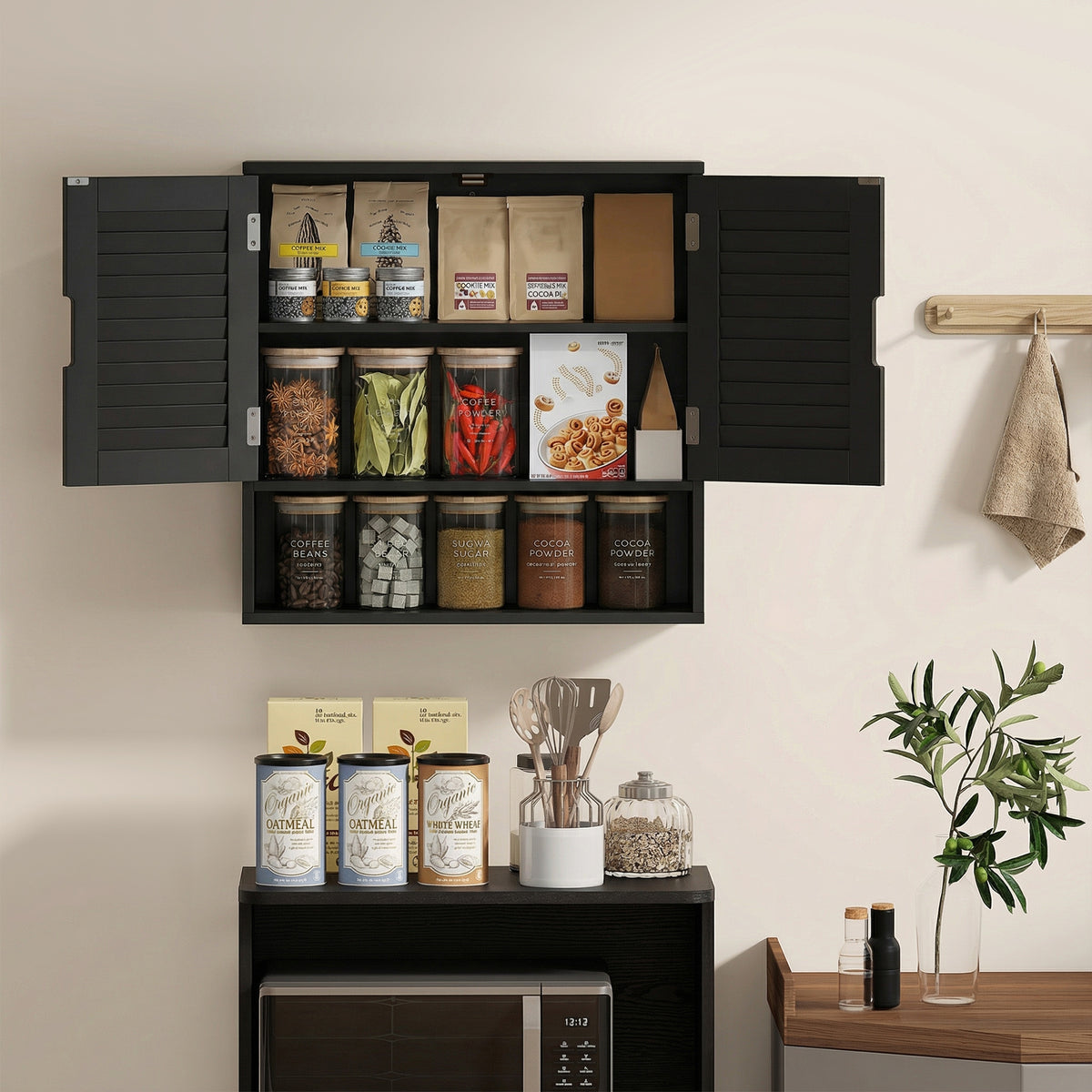 Bathroom Cabinet Wall Storage Shelves 60 X 20 X 60 Cm | Black