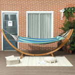 Outdoor Hammock W/ Wooden Stand, Blue