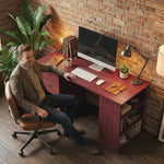 120cm Pc Table Workstation Computer Desk W/ Drawers, 3 Shelves | Dark Brown