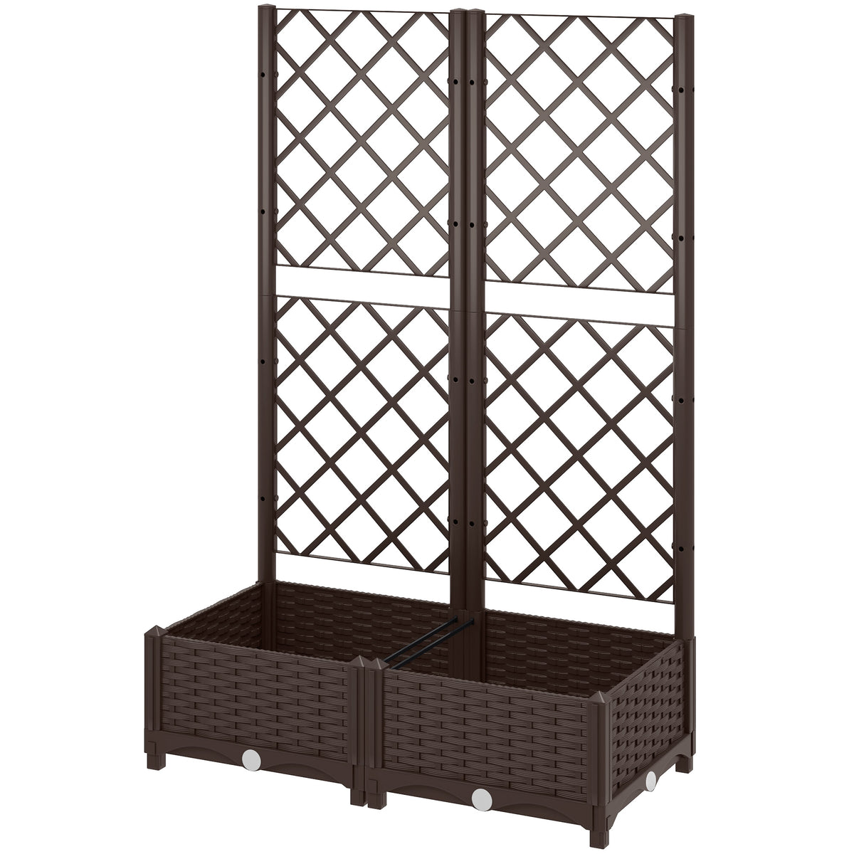 Outsunny Plastic Planter Box With Trellis, Vegetable Planter W/ Drain Plugs