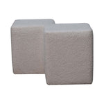 Solid Mango Wood White Boucle Twin Footstool