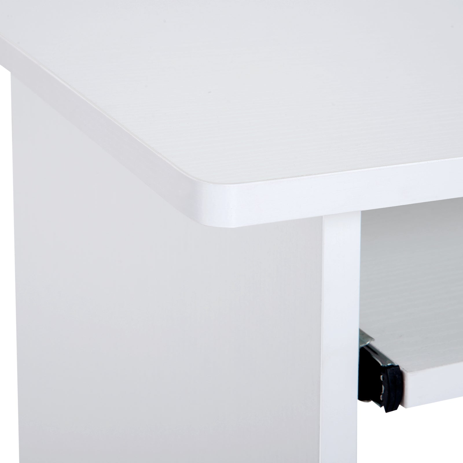 Compact Computer Table, Keyboard Tray | White