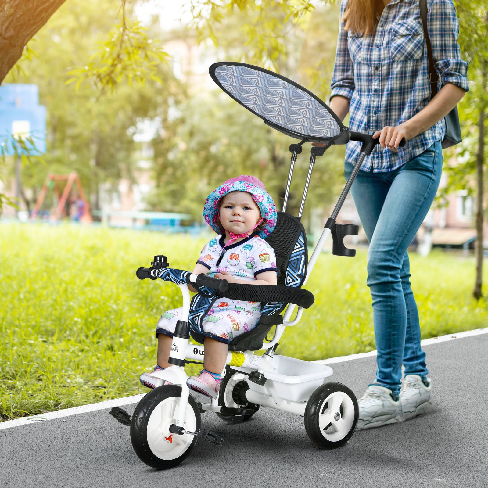 6 In 1 Kids Tricycle W/ Removable Handle For 1.5+ Year | Blue