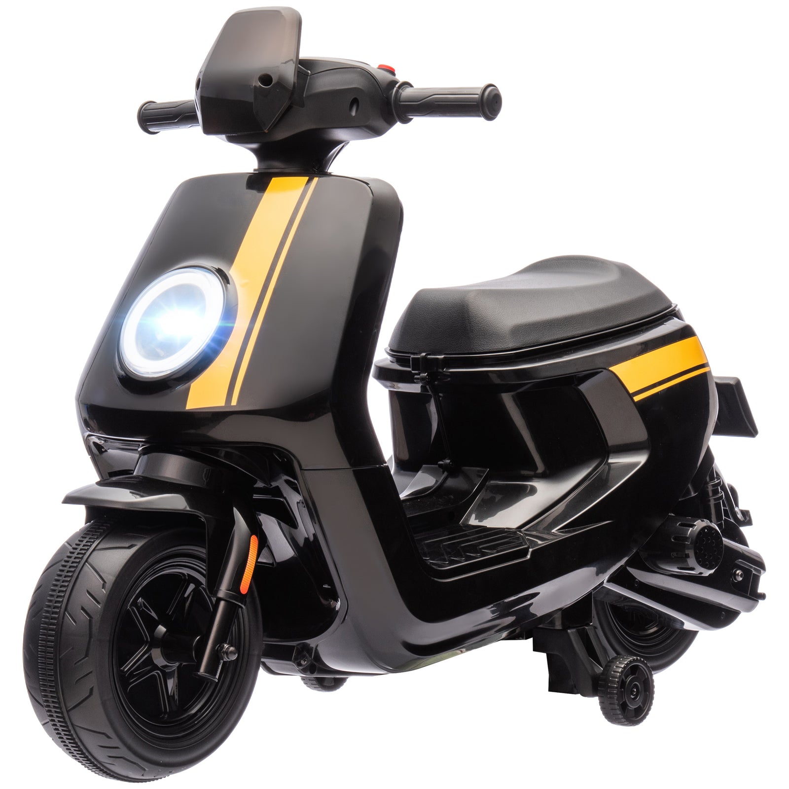6v Kids Electric Motorbike With Headlight And Music | Black