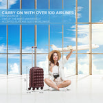 55x35x20cm Hard Case Bubble Carry On Suitcase - 100+ Airline Approved | Cabin | Burgundy