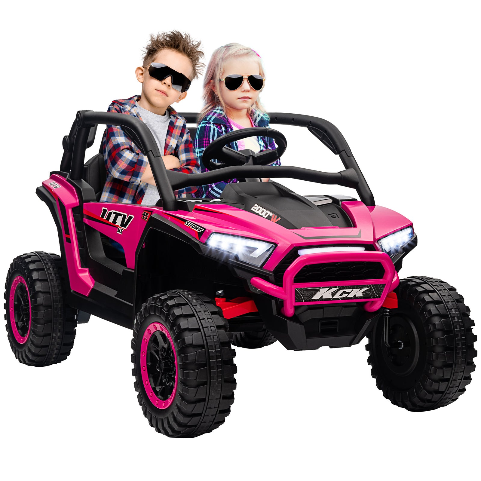 Aiyaplay 2 Seater 24v 7ah Ride On Truck W/ Spring Suspension | Pink