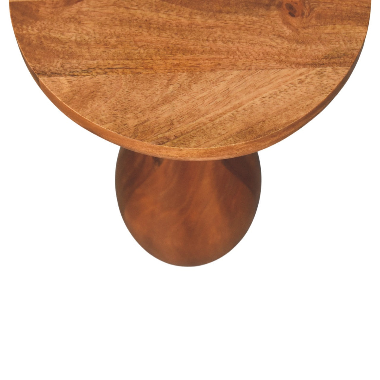Curved Base Side Table – Solid Wood, Amber Oak Finish