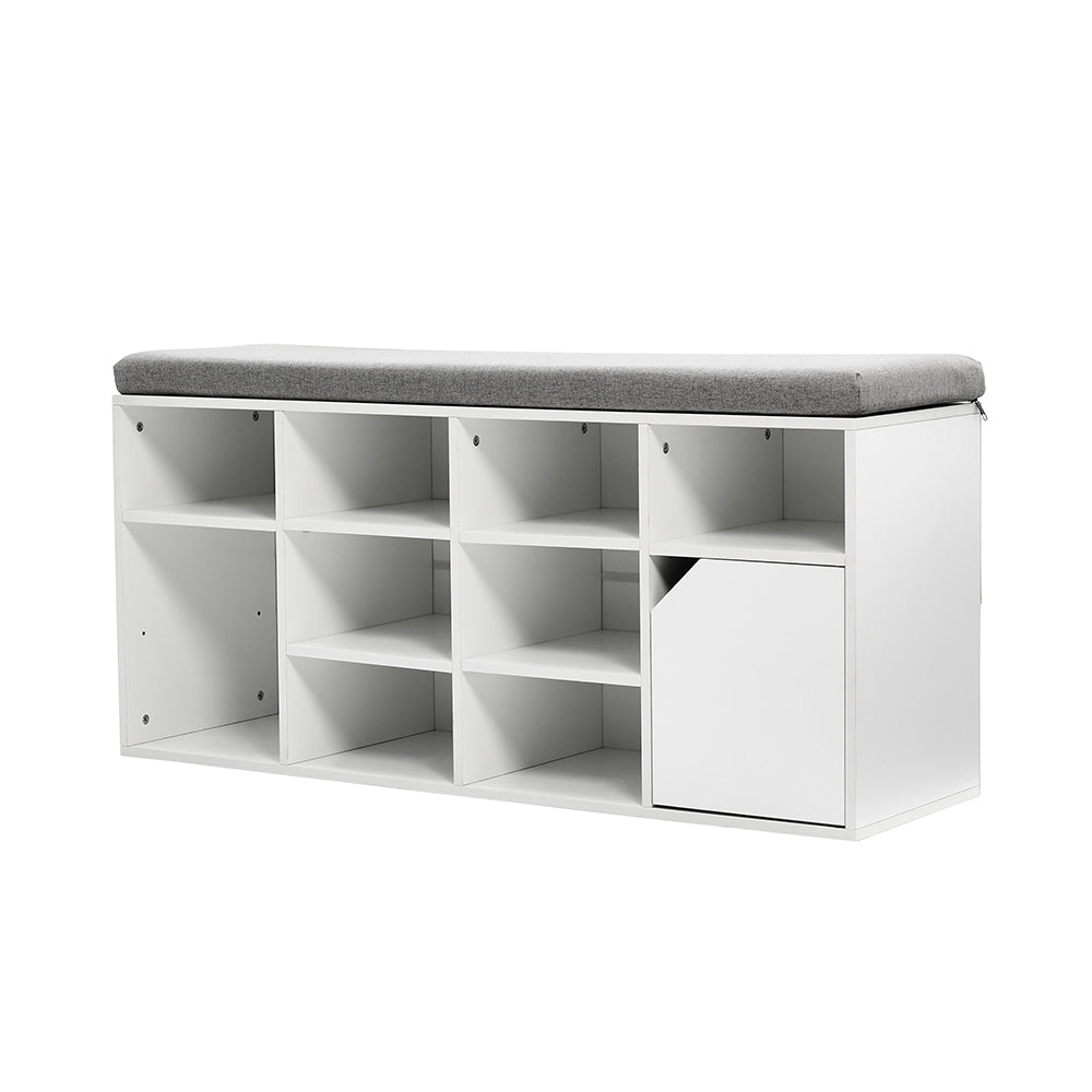 White Padded Shoe Storage Bench