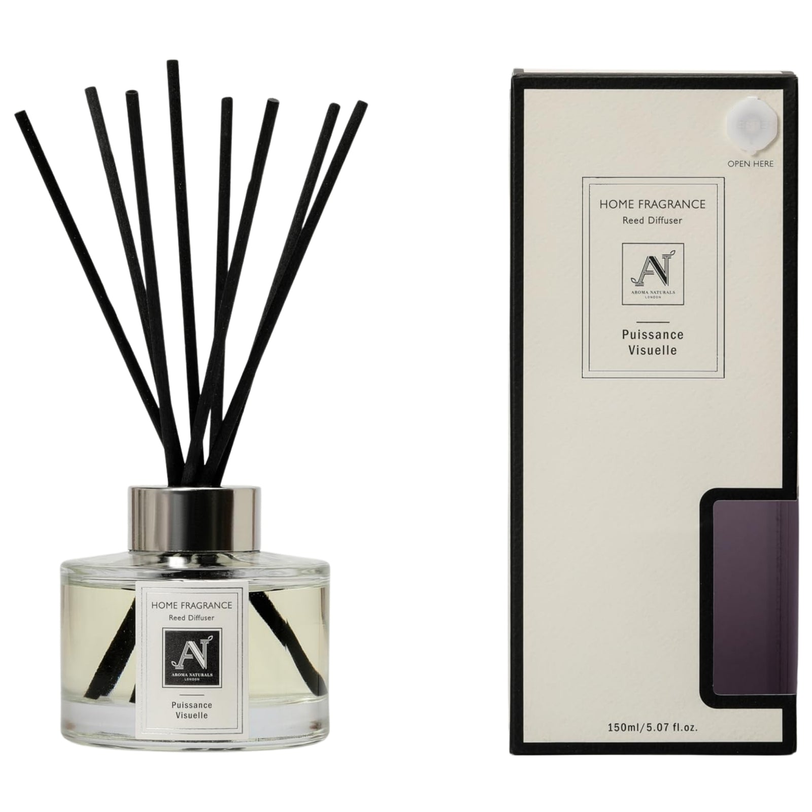 Minimalist Luxe 150ml Reed Diffuser With Metal Collar Puissance Visuelle Scent