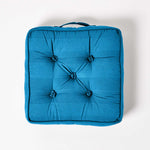 Rajput Ribbed Cotton Floor Cushion | 40cm x 40cm | Teal