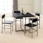 Greenhurst 4 Seater Compact Dining Set Black With Silver Frame, Space Saving