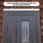 Aluminium Silver Fly Screen Curtains 89cm X 210cm Metal Door Fly Screens Indoor & Outdoor Keeps Out Flies Insects Wasps