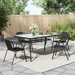 5 Pcs Garden Dining Set Coffee Table With Pe Rattan Chairs