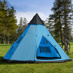 6 Man Tent Metal Poles Water-resistant Walls Windows Door | Blue