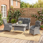 4 Pcs Outdoor Rattan Sofa Set, Wicker Sectional Sofa Set