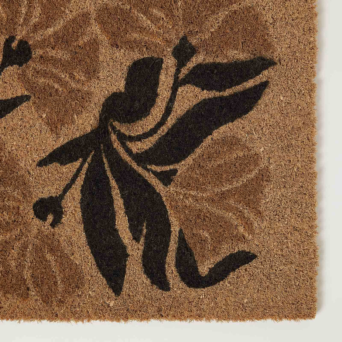 HOMESCAPES Stripe Flowers Coir Doormat, 40 X 60cm