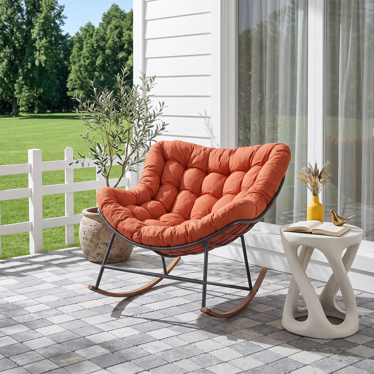 Breeins Rocking Chair with Tufted Cushion & Wood-Effect Runners