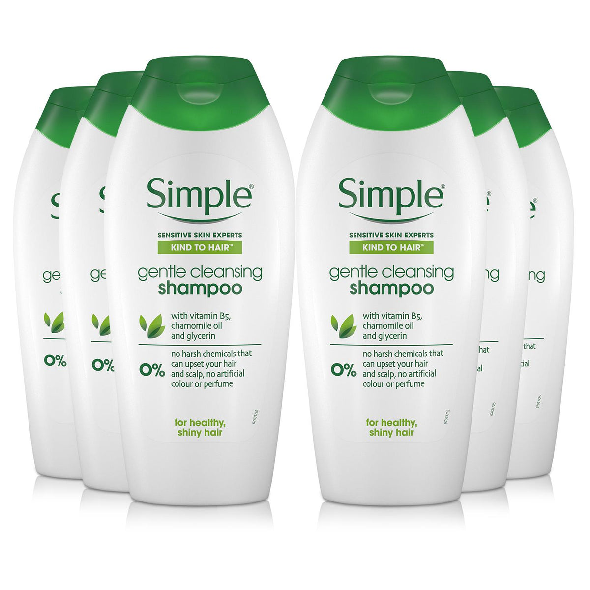 6 X 400ml Kind To Hair Gentle Care Shampoo With Vitamin B5 | Set of 6 | White