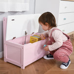 2 In 1 Wooden Toy Box, Seat Bench Storage Chest W/ Pneumatic Rod | Pink