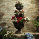 Garden_Gear Garden Grow Antique Bronze Effect 3 Tier Flower Fountain Planter For Outdoor Garden, Terraces, Patio And Decking