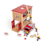 Tidlo Wooden Fire Station Bundle, Includes Fire Engine & 4 Figures