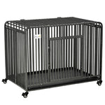 Rolling Heavy Duty Dog Crate W/ Removable Tray